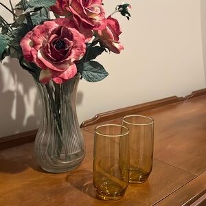 Pair of light Amber drinking glasses